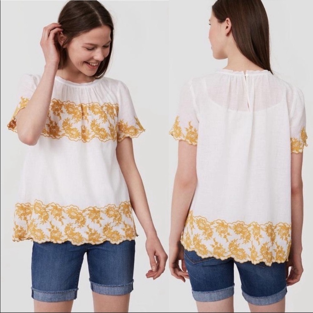 Loft Gilded Garden Embroidered Top Size XS